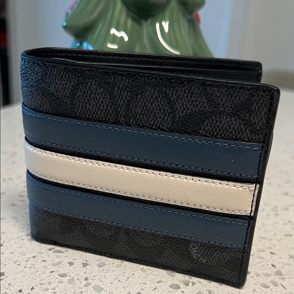 Coach Black, Blue, and White Card Holder